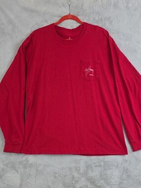 Guy Harvey Marlin Sailfish Long Sleeve Pocket T-Shirt Red Men's XL Fishing Graph